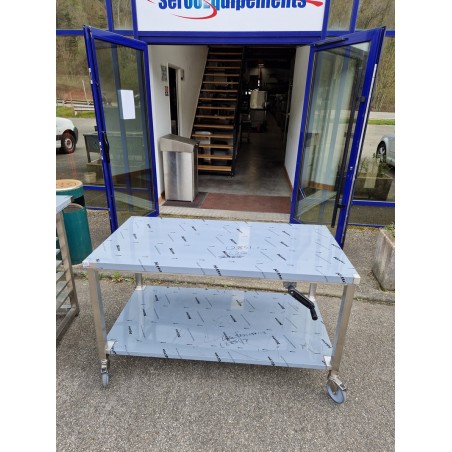 Table inox 140 cm réglable en hauteur par manivelle