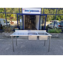 Plonge inox 2 bacs 1 égouttoir