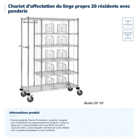 Chariot à linge avec penderie 20 résidents
