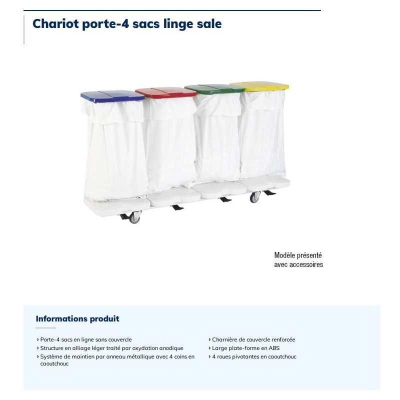 Chariot porte - 4 sacs linge sale