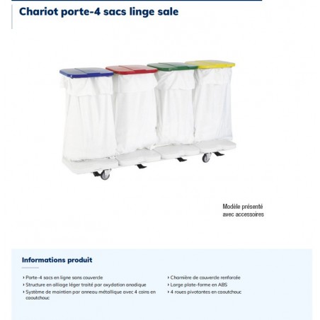 Chariot porte - 4 sacs linge sale