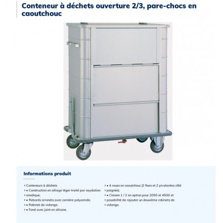 Conteneur à déchets ouverture 2/3