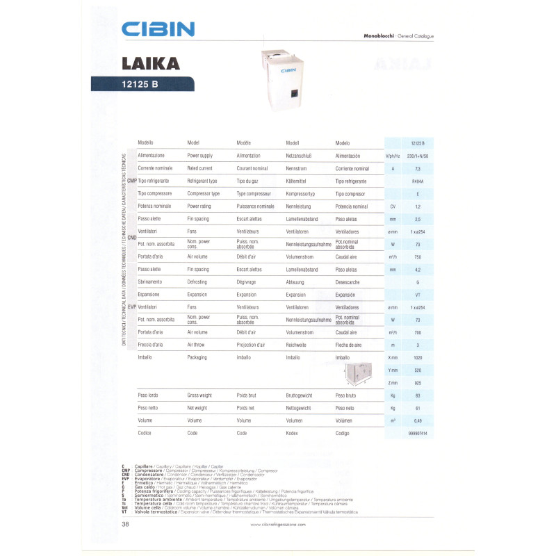 Groupe frigorifique monobloc Cibin pour chambre négative