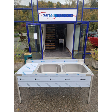 Plonge inox 2 bacs 1 égouttoir