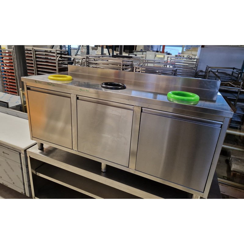 Meuble poubelles de tri inox 3 compartiments