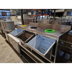 Meuble poubelles de tri inox 3 compartiments