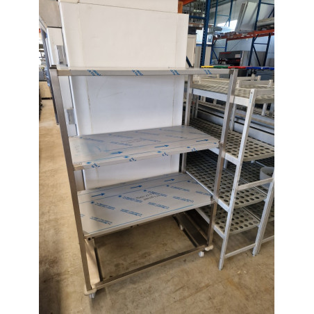 Etagère inox sur roulettes 3 niveaux