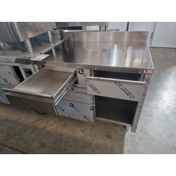 Meuble bas inox 1m avec tiroirs