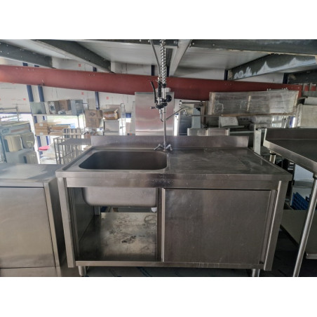 Plonge inox 1 bac 1 égouttoir sur placard