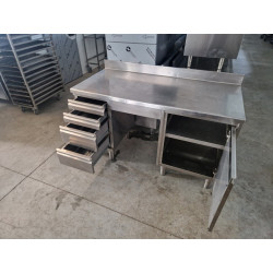 Meuble bas inox 1m50 avec tiroirs