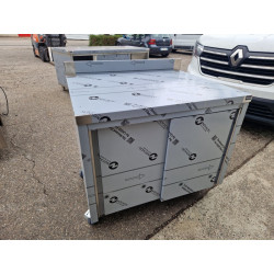 Meuble bas inox 1m sur roulettes